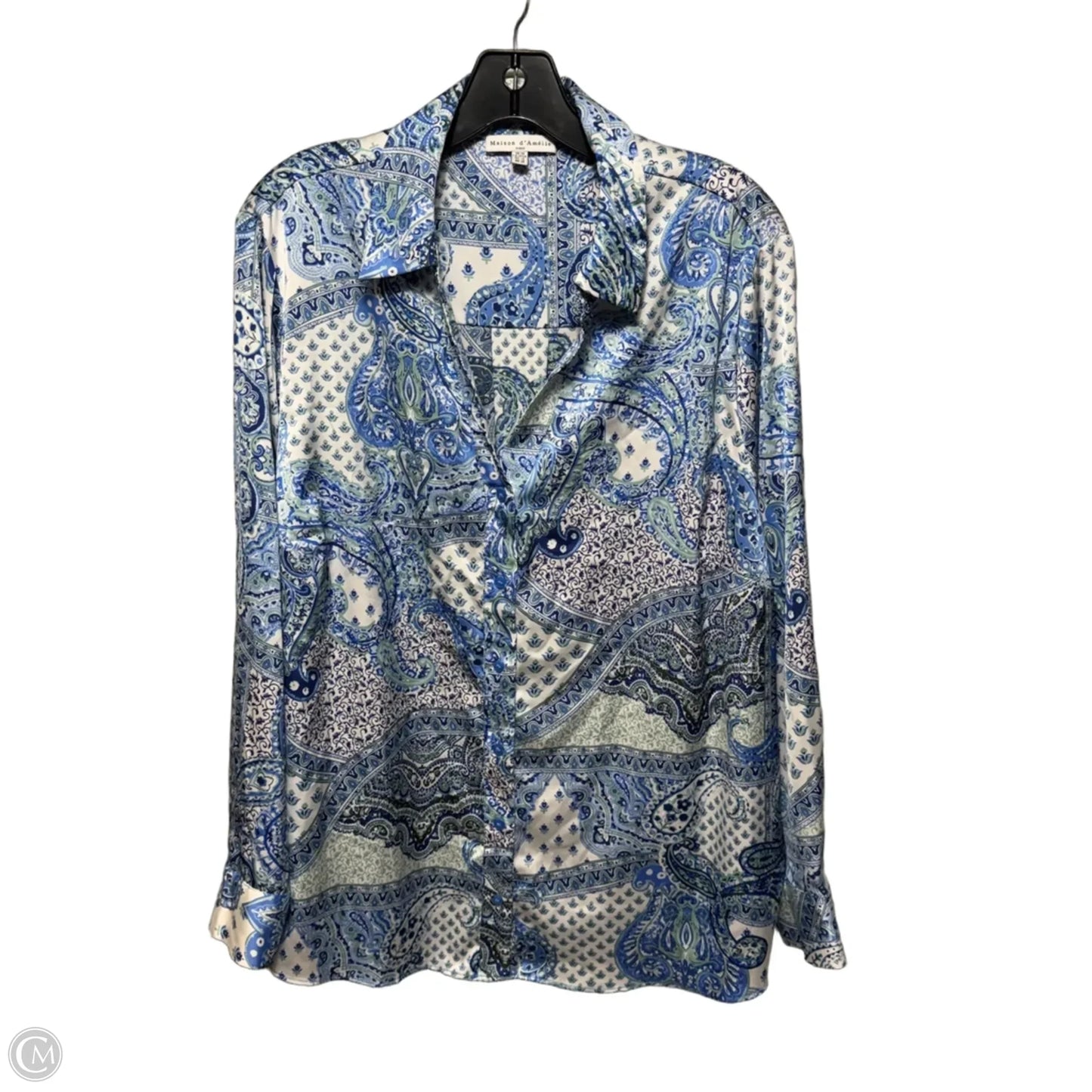Top Long Sleeve By Maison D'Amelie In Paisley Print, Size: 1x