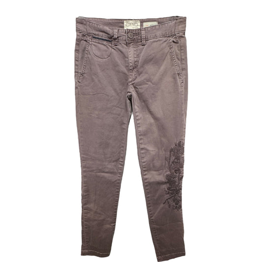 Relaxed Embroidered Chino Pants in Lilac By Chino X Anthropologie, Size 0