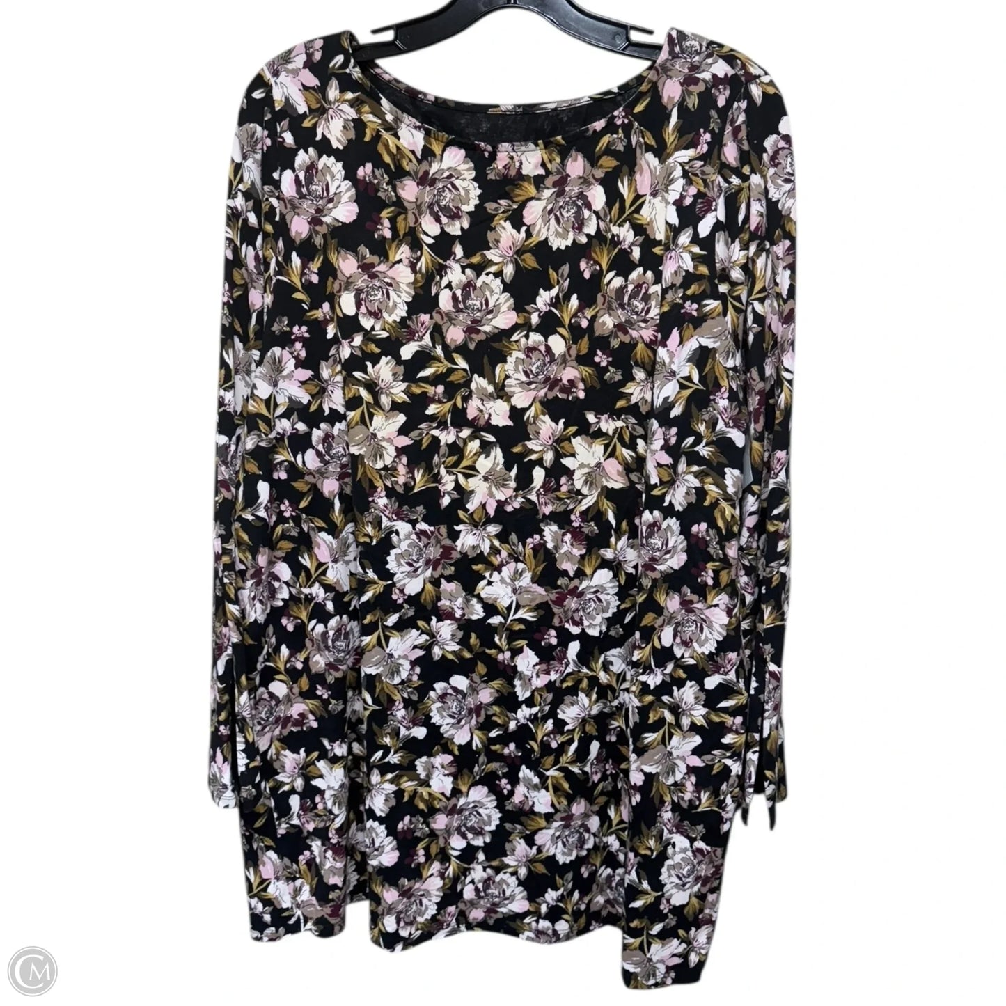Luxe Supima Split Sleeve Tunic Top Mini Dress By J. Jill In Floral Print, Size: XL