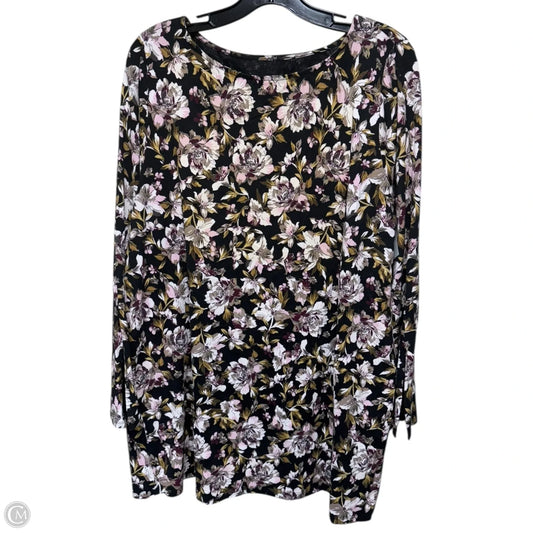 Luxe Supima Split Sleeve Tunic Top Mini Dress By J. Jill In Floral Print, Size: XL
