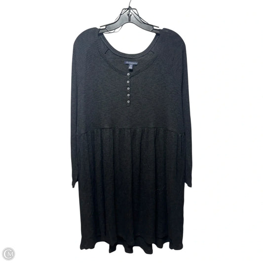 Ribbed Dress Casual Midi By American Eagle In Black, Size: 1x
