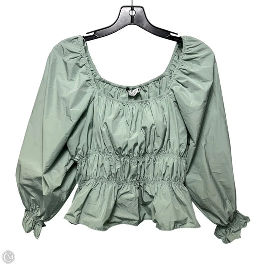 Blouse Long Sleeve By Zara In Green, Size: M