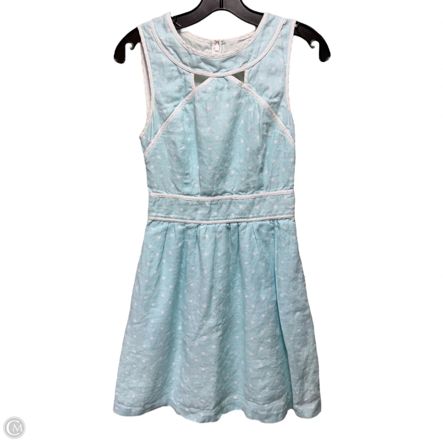 Linen Dress Casual Midi By Kaari Blue In Polkadot Pattern, Size: 2