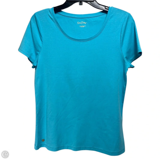 Halee Top Short Sleeve Designer By Lilly Pulitzer In Turquoise Shore, Size: L