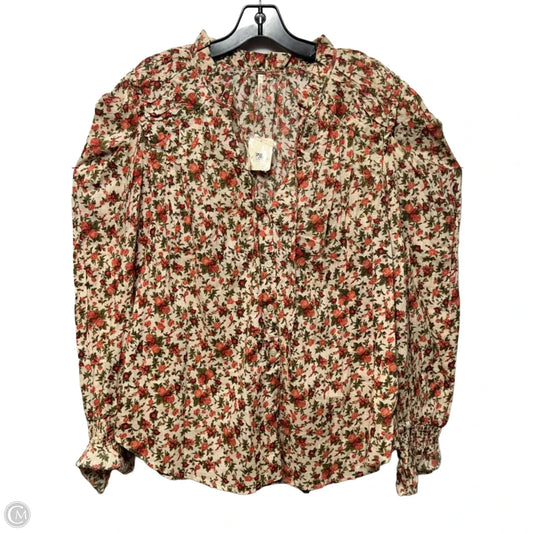 Top Long Sleeve By Free People In Floral Print, Size: Xl