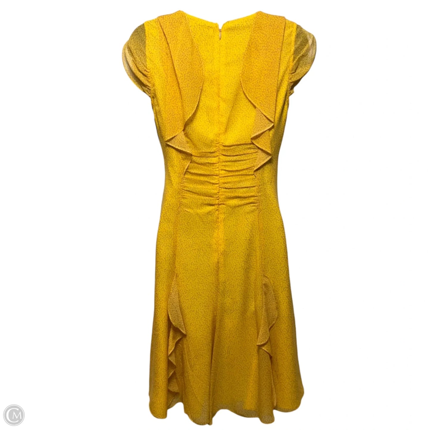 Silk A-Line Dress Designer By Halston In Yellow, Size: 4