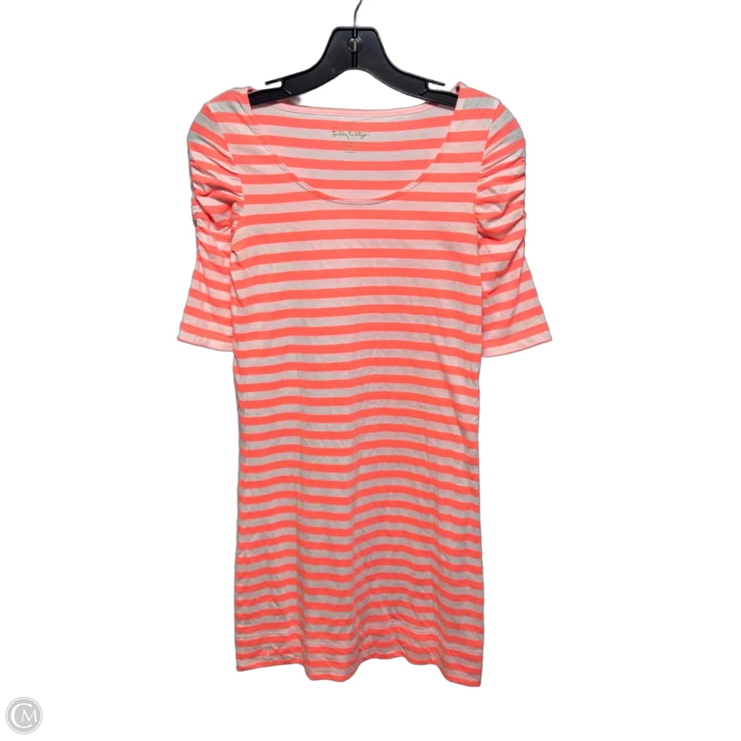 Kaley Dress Designer By Lilly Pulitzer In Sunrise Orange Boat Party Stripe, Size: XS