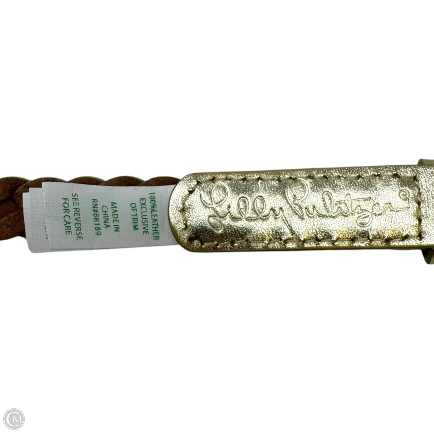 Metallic Woven Leather Belt Designer By Lilly Pulitzer, Size: Large