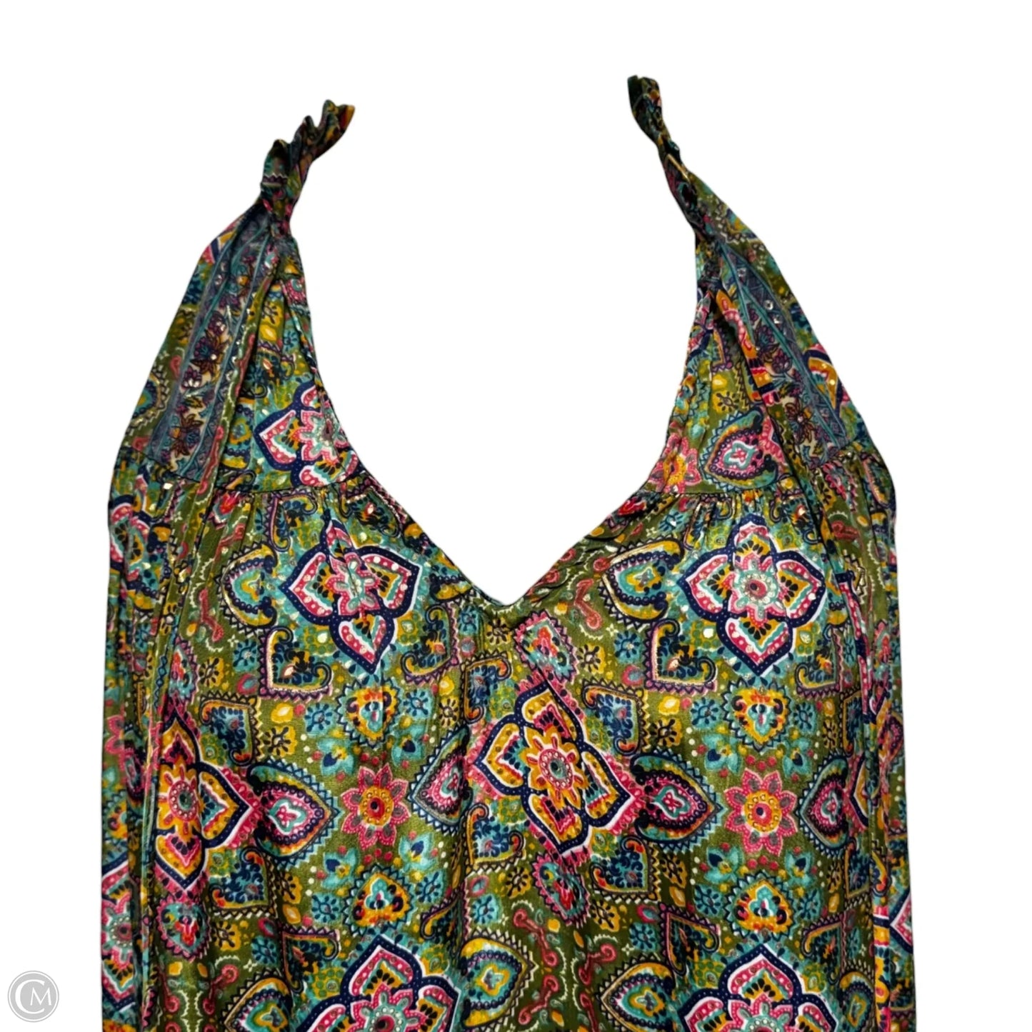 Patchwork Floral & Paisley Tiered Sleeveless Maxi Dress By Paani In Floral Print, Size: L