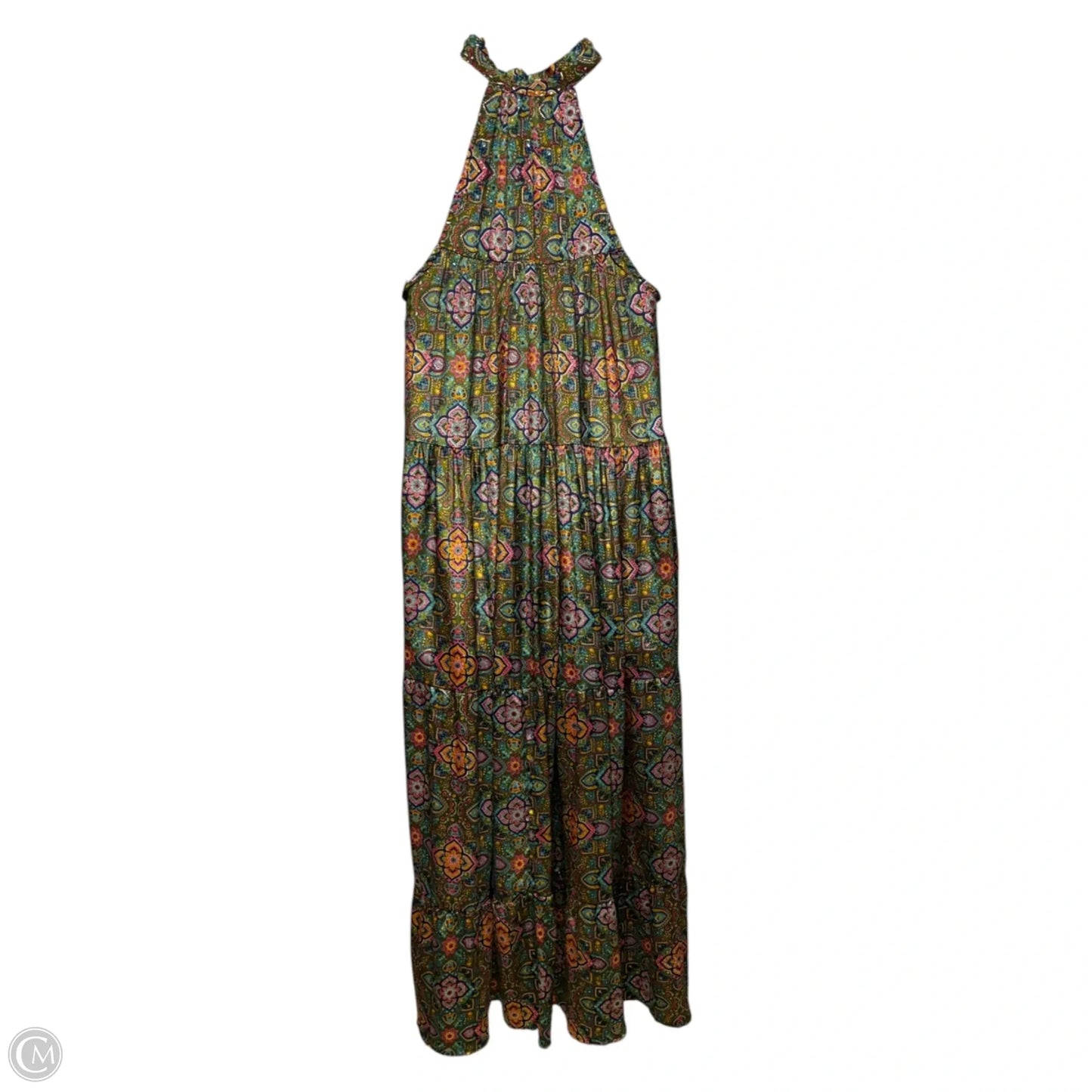 Patchwork Floral & Paisley Tiered Sleeveless Maxi Dress By Paani In Floral Print, Size: L