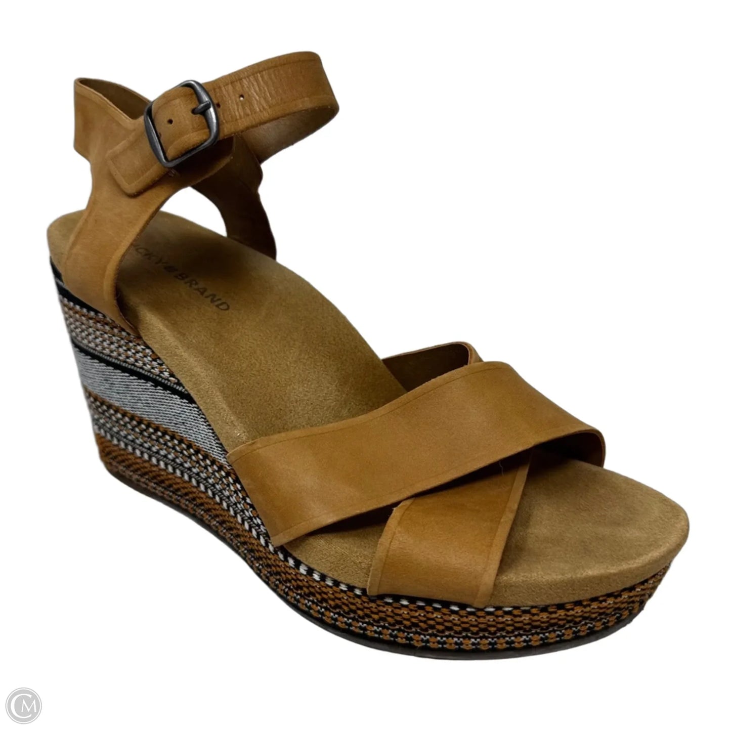 Yarosan Sandals Heels Wedge By Lucky Brand In Brown & Grey, Size: 11