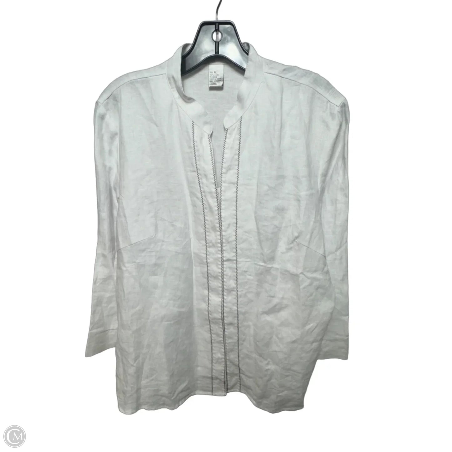 Linen Tunic Long Sleeve By Edward Women In White, Size: Xl