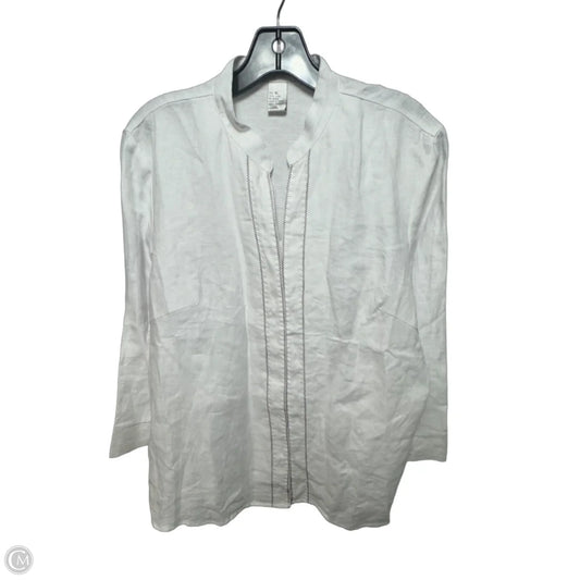 Linen Tunic Long Sleeve By Edward Women In White, Size: Xl