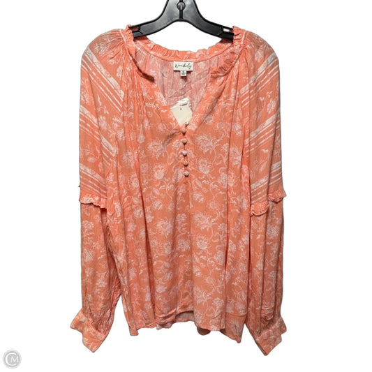 Top Long Sleeve By Wonderly In Peach, Size: Xl