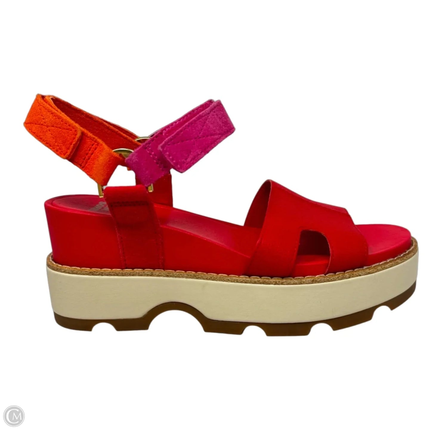 Joanie Sandals Heels Block By Sorel In Orange & Red, Size: 8.5
