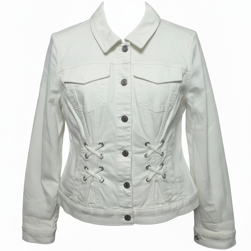 Jacket Denim By White House Black Market In White, Size: M