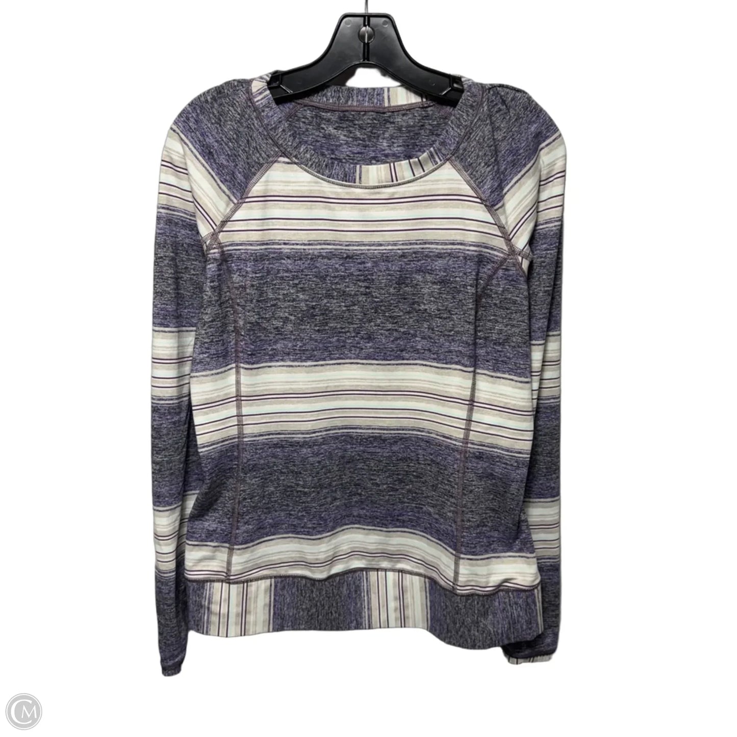 Athletic Top Long Sleeve Collar By Lululemon In Striped Pattern, Size: 10