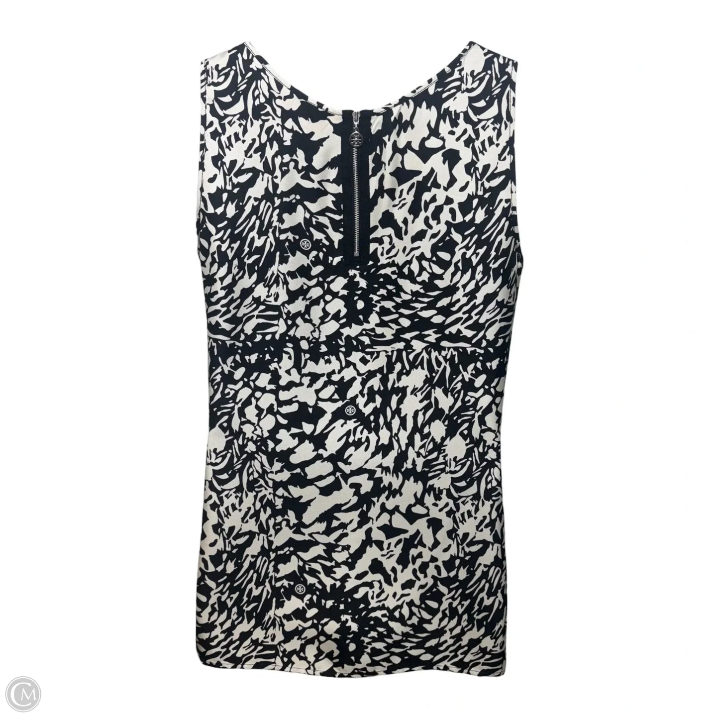 Silk Top Sleeveless Designer By Tory Burch In Black & White, Size: 8