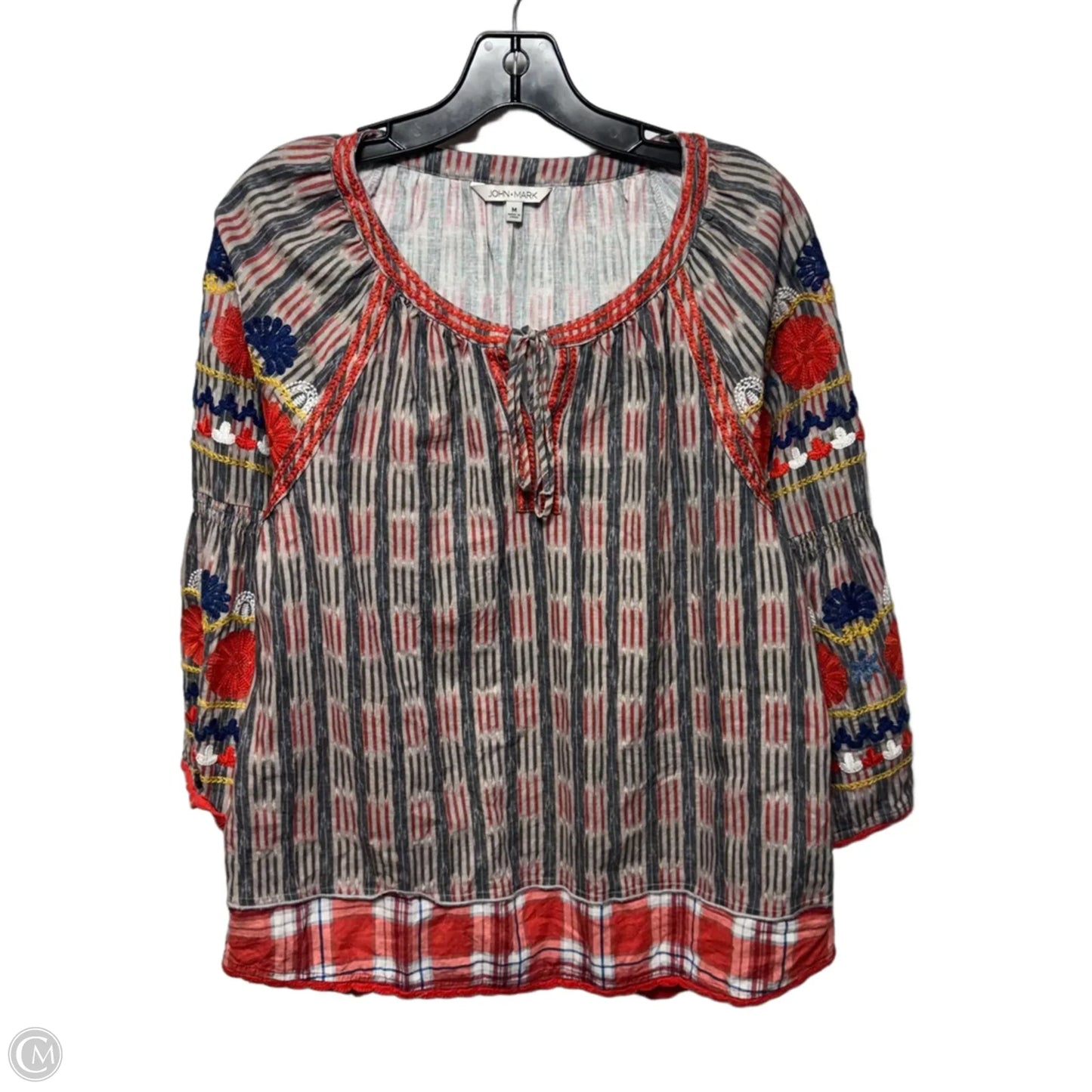 Top Long Sleeve By John Mark In Striped Pattern, Size: M