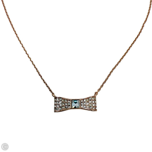 Ready Set Bow Pave Bow Mini Pendant Necklace in Clear/ Rose Gold Designer By Kate Spade