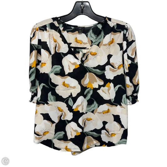 Top Short Sleeve By Ann Taylor In Floral Print, Size: Mp