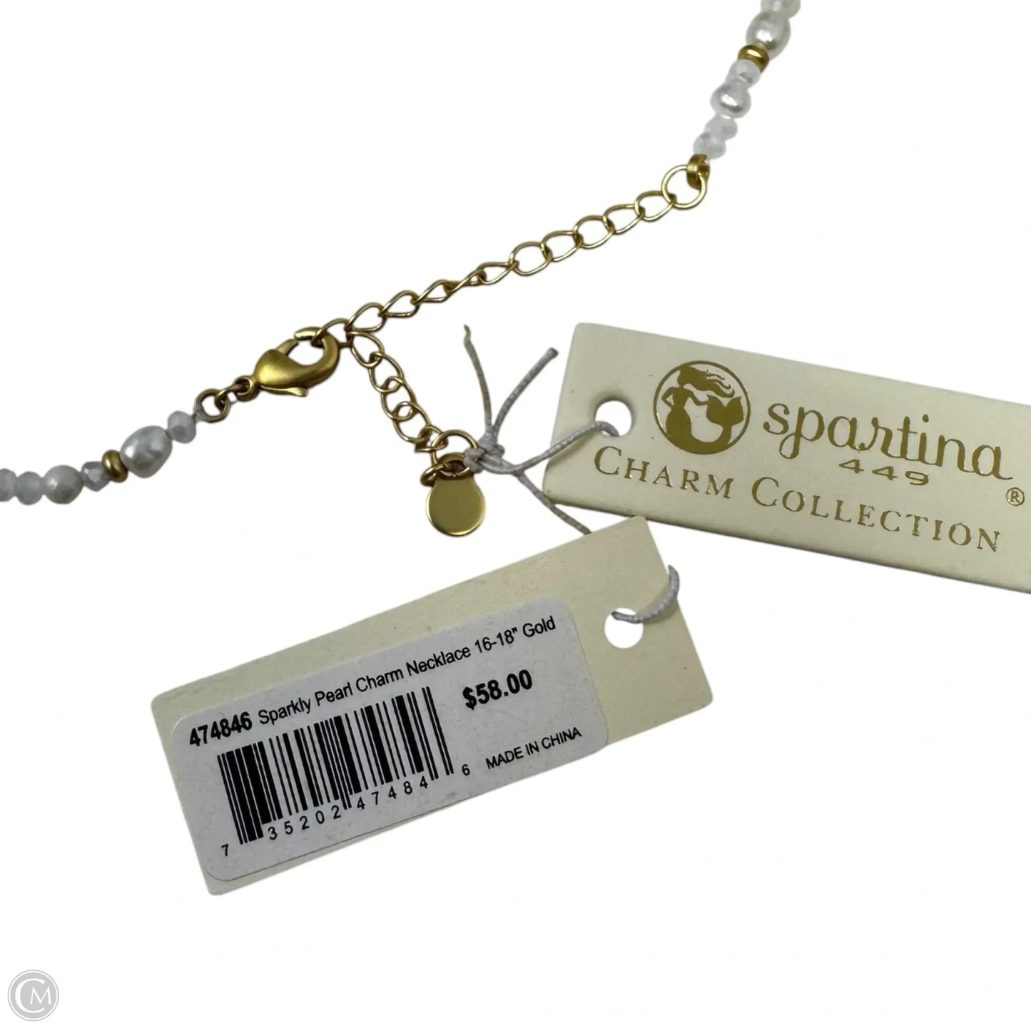 Sparkly Pearl Charm Necklace By Spartina