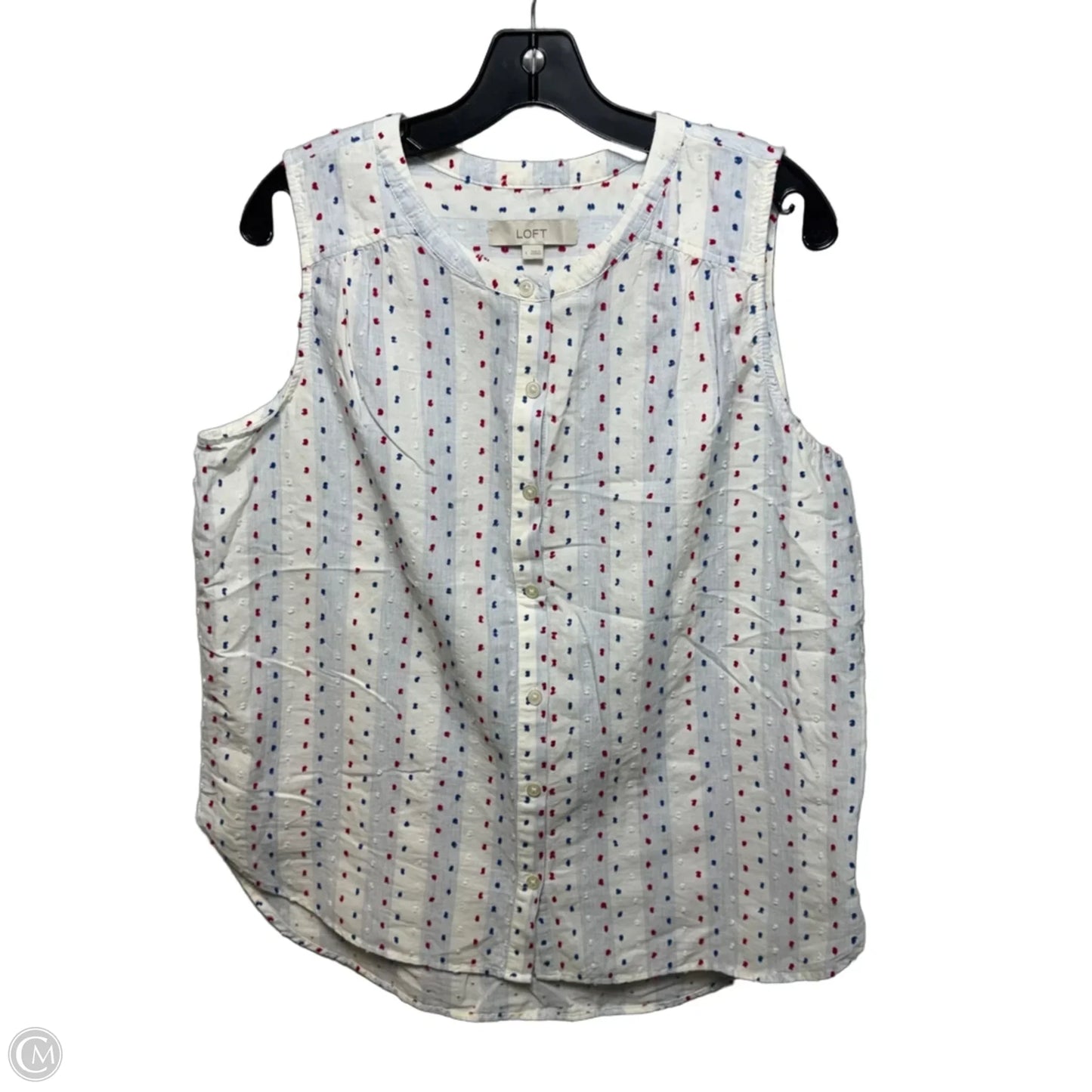 Top Sleeveless By Loft In Blue & Red & White, Size: L