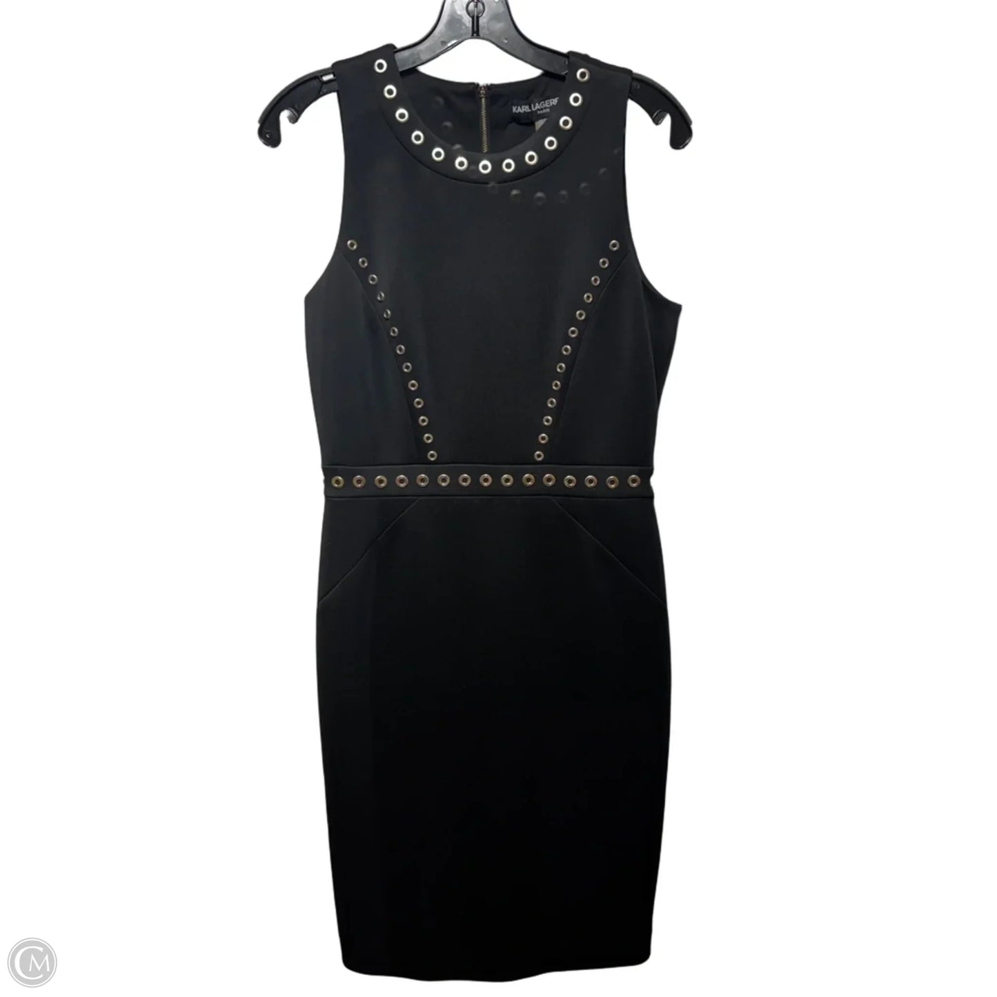 Grommet Trim Sheath Dress Designer By Karl Lagerfeld In Black, Size: 6