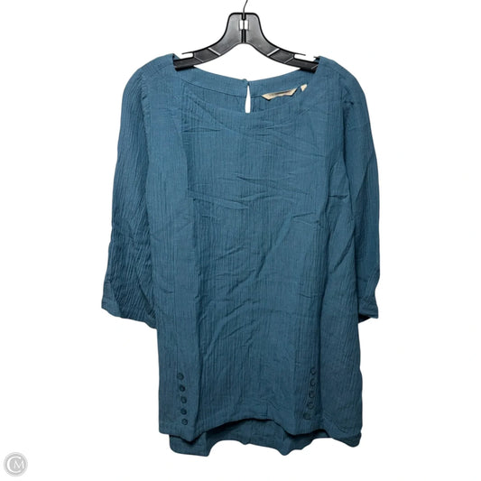 Ocean Gauze Tunic 3/4 Sleeve By Soft Surroundings In Mallard Blue, Size: M