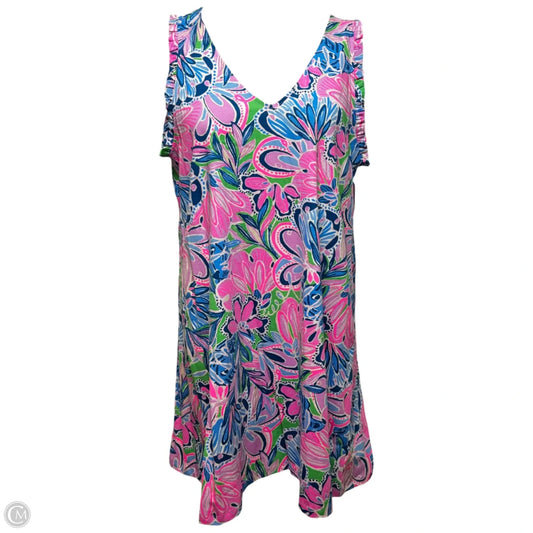 Aron Dress Designer By Lilly Pulitzer In Gecko Green Tiger Sunrise, Size: L