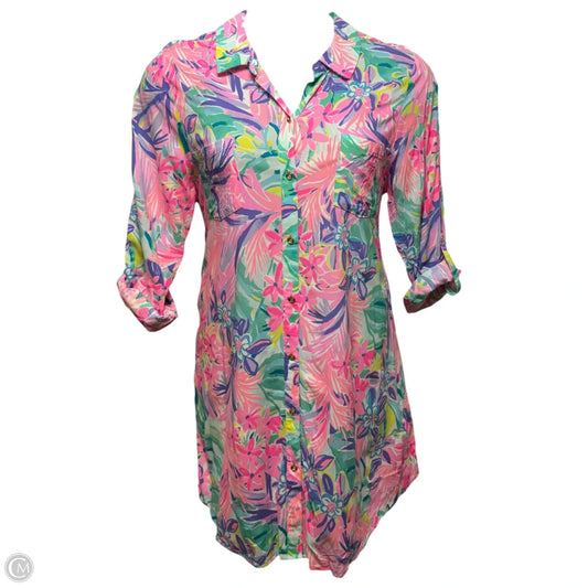 Natalie Cover-Up Shirt-Dress Designer By Lilly Pulitzer In Multi-colored, Size: L