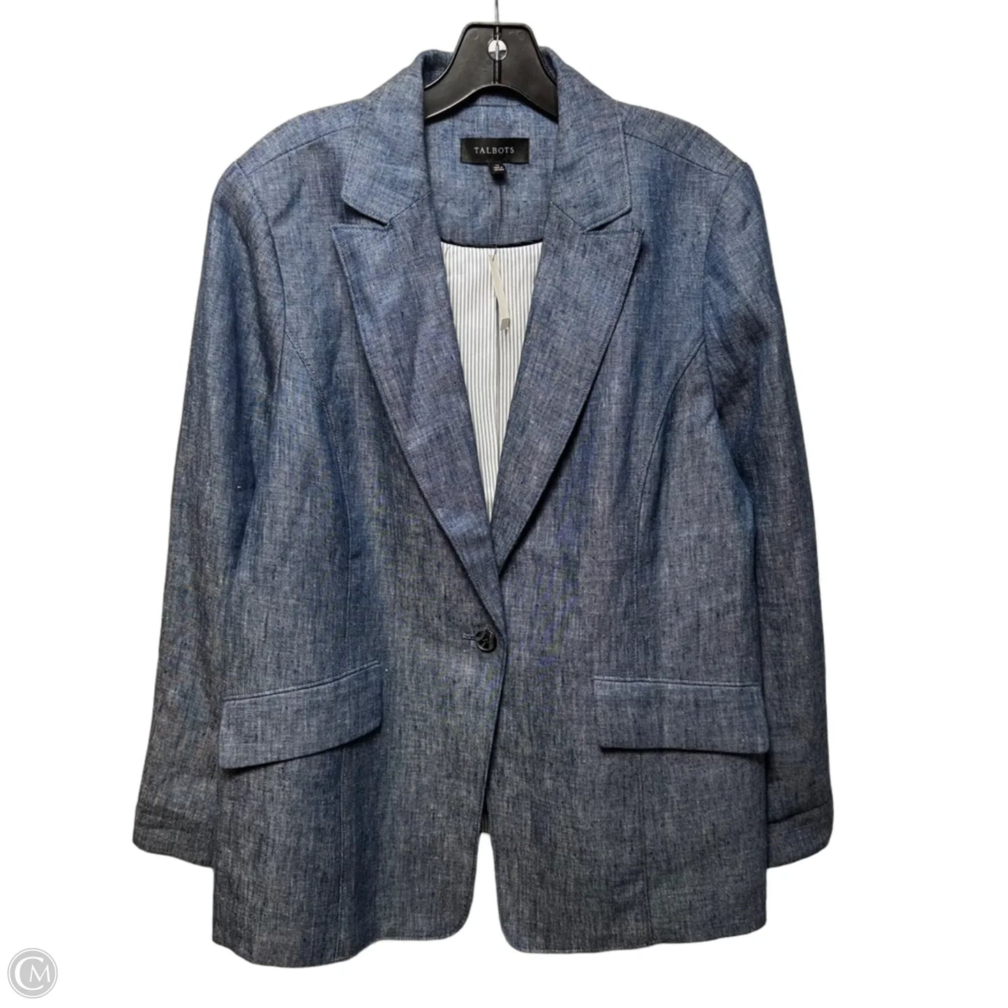 Linen Blazer By Talbots In Blue, Size: 16