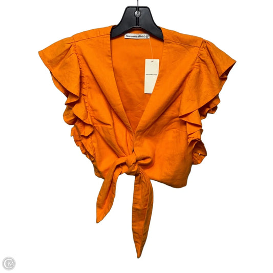 Linen Blend Top Short Sleeve By Abercrombie And Fitch In Orange, Size: S