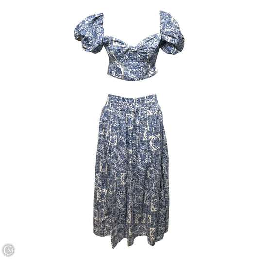 Blue Tile Print Maxi Set By Abercrombie And Fitch In Blue & Cream, Size: XS Tall