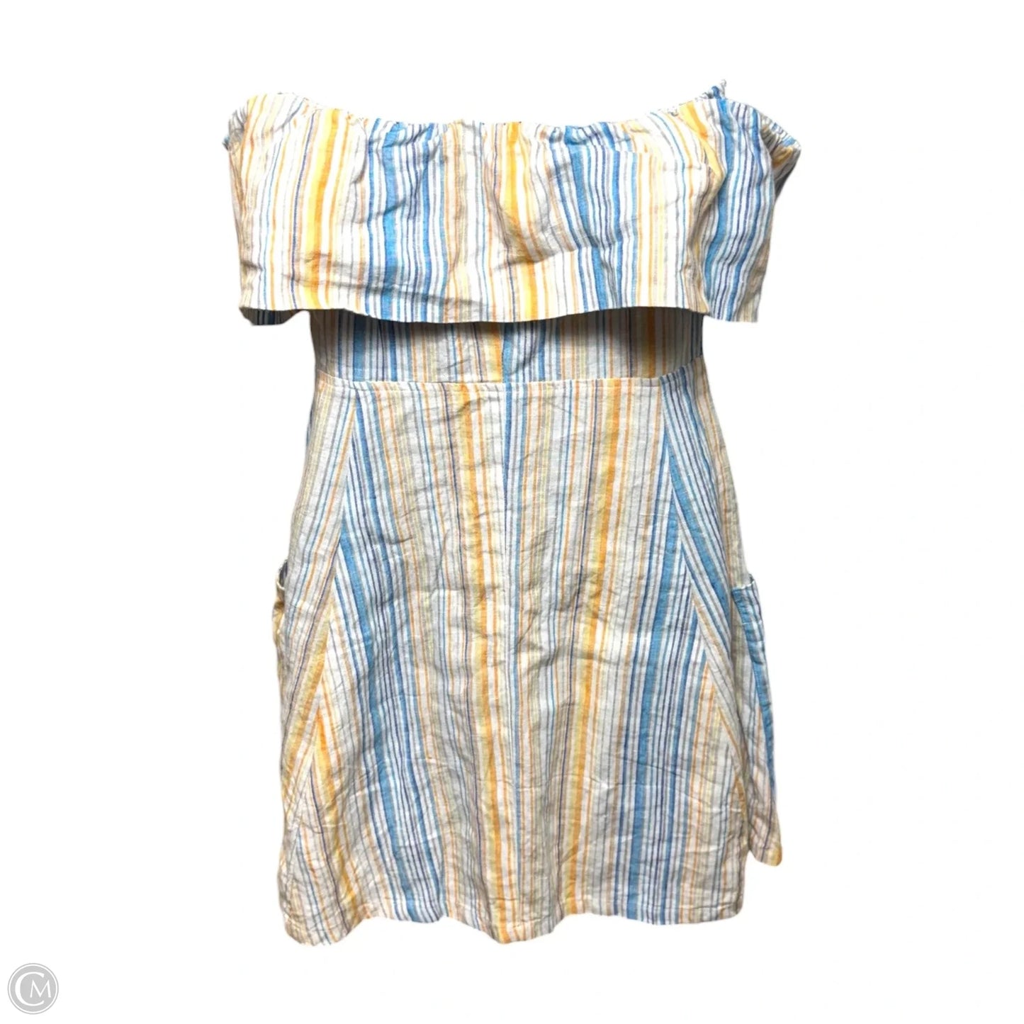 Landy Linen Off-The Shoulder Mini Dress By Reformation In Striped Pattern, Size: 4
