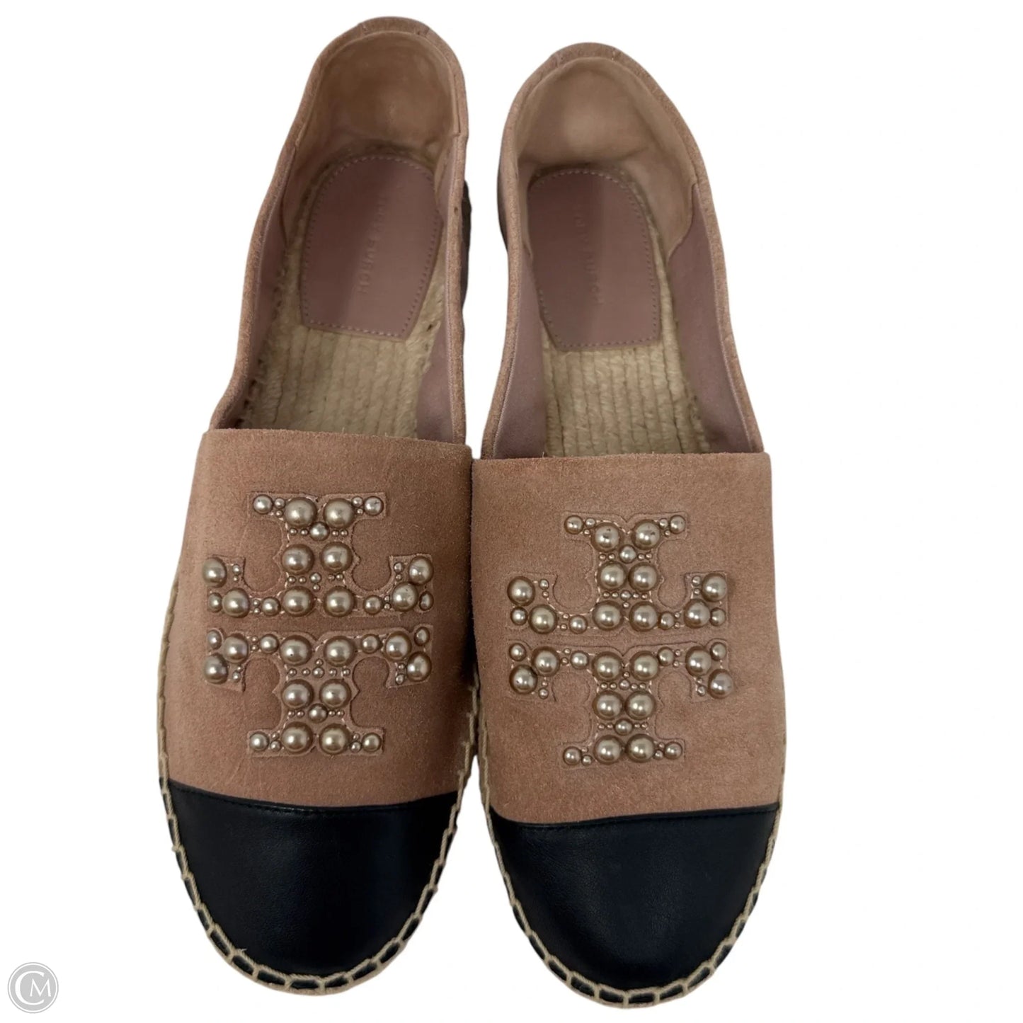 Pearl Logo Flat Espadrilles Designer By Tory Burch In Pink, Size: 11