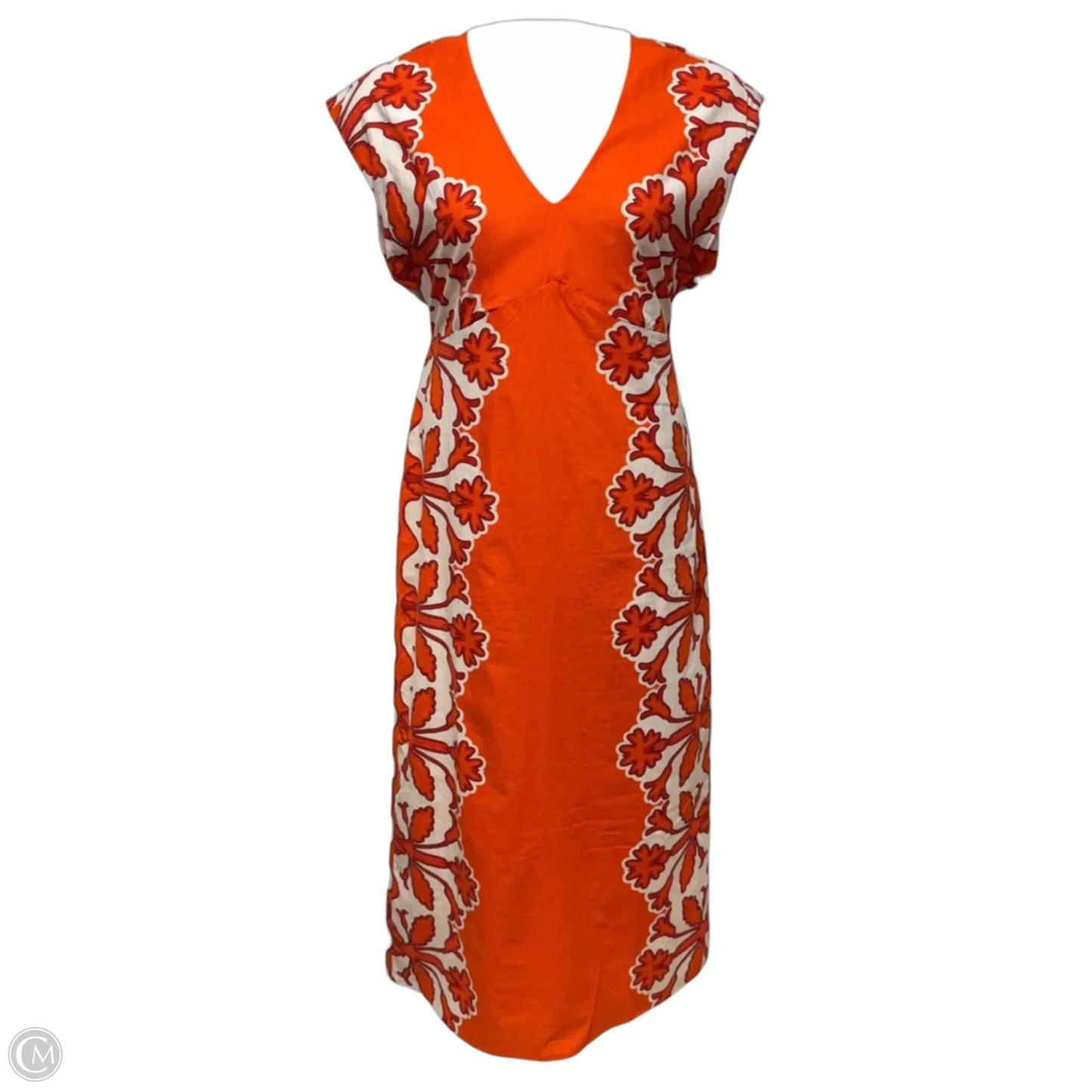 Cap Sleeve Maxi Dress By Anna Cate In Orange & White, Size: L