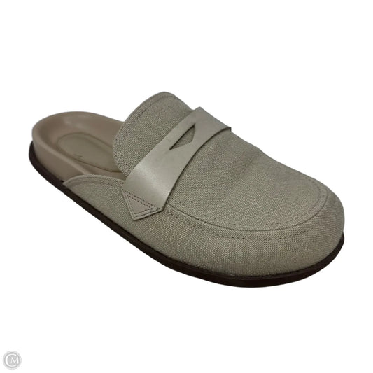 Ava Linen Flat Slides By Schutz In Beige, Size: 11