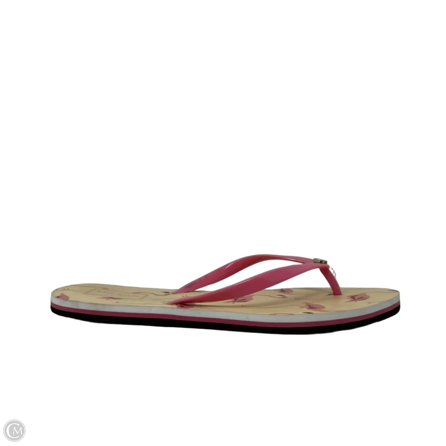 Nassau Flip Flops Designer By Kate Spade In Pink Flamingo Print, Size: 8