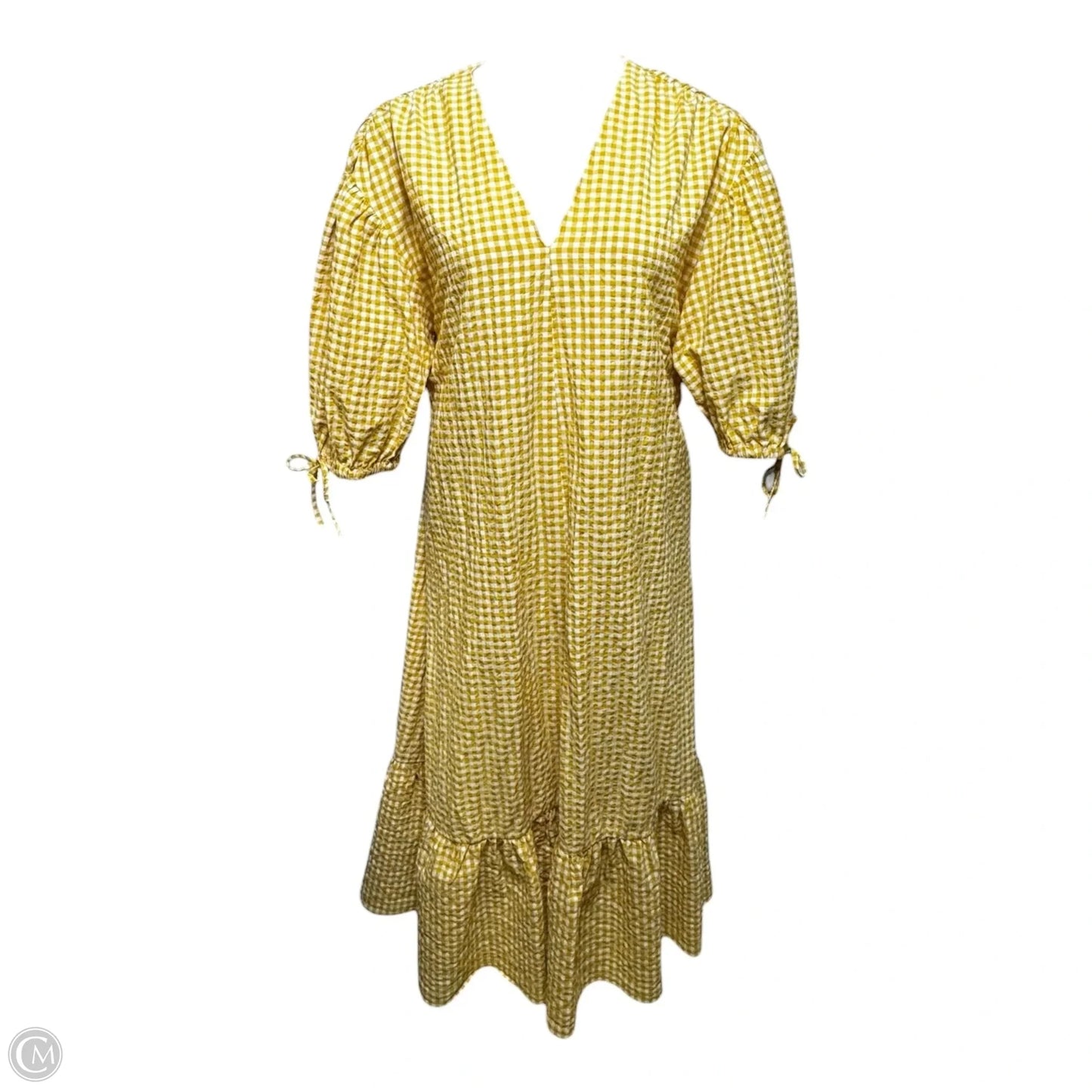 Gingham Check Cottoned Dress By MNG In Checkered Pattern, Size: 8