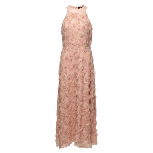 Dancing Feathers Halter Dress Party Long By Chicwish In Pink, Size: S