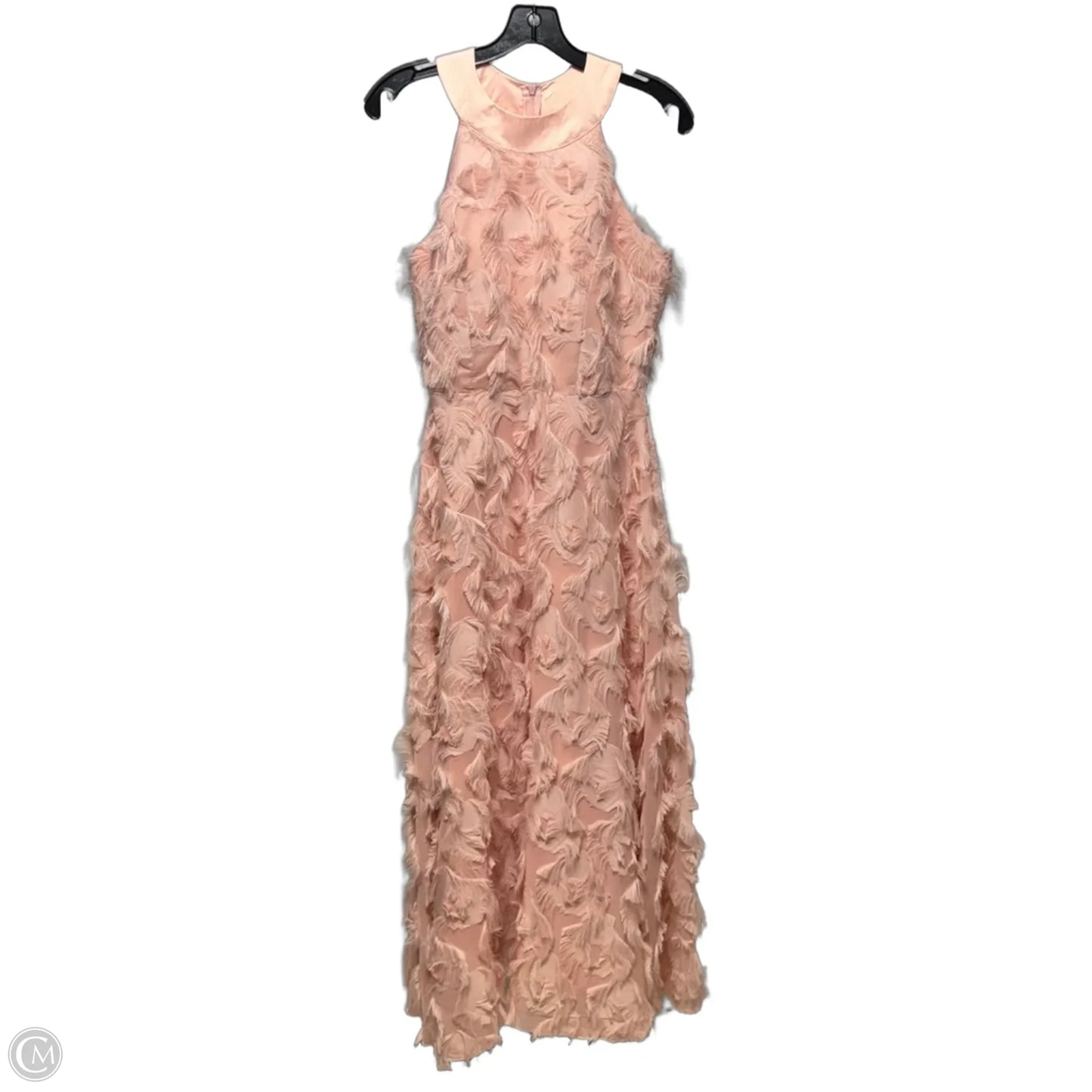 Dancing Feathers Halter Dress Party Long By Chicwish In Pink, Size: S