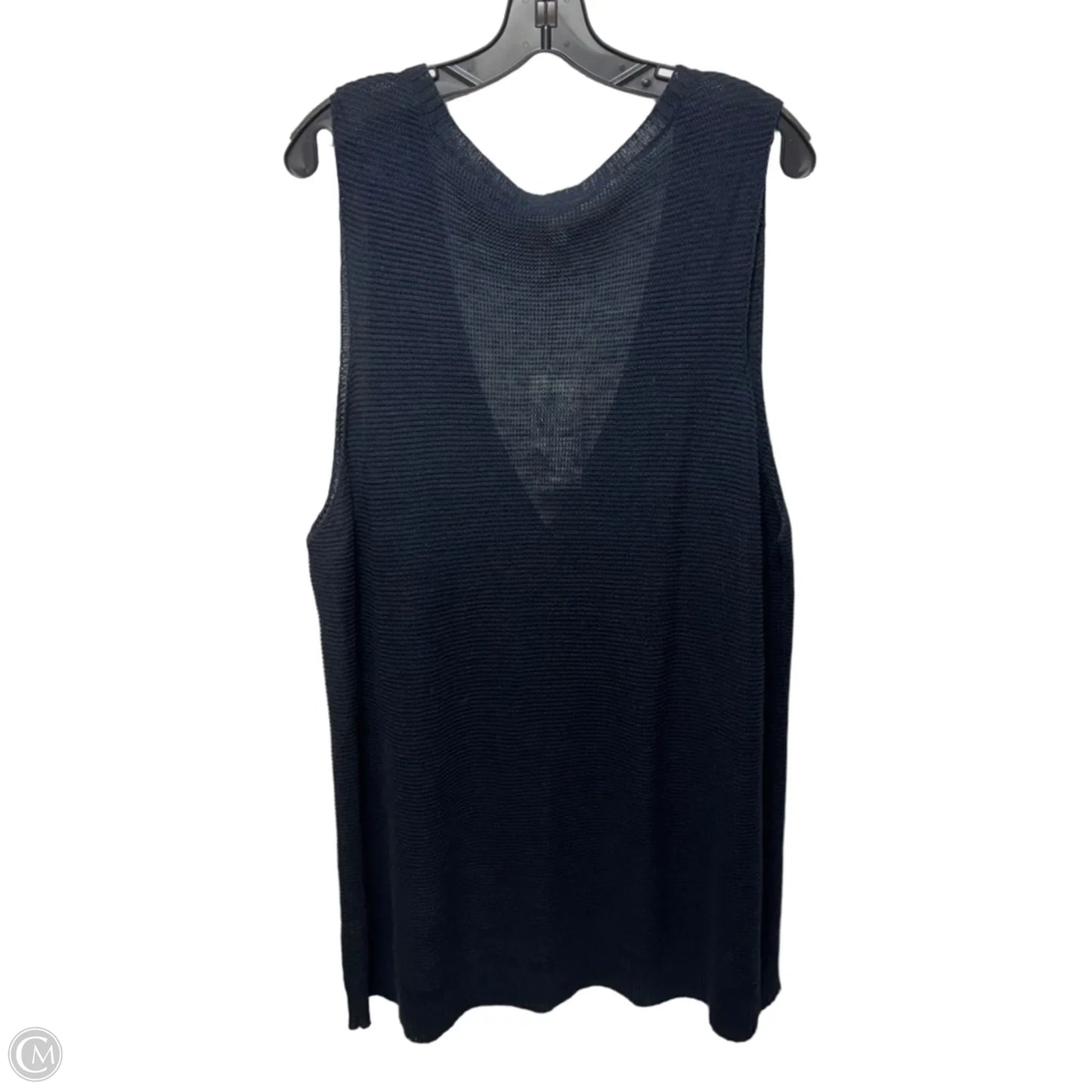 Fine Gauge Linen Links Vest Sweater By Eileen Fisher In Navy, Size: 2x