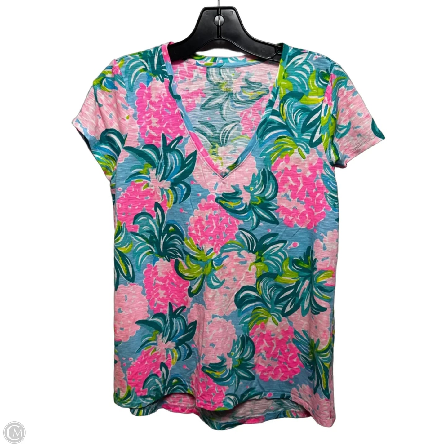 Etta Top Short Sleeve Designer By Lilly Pulitzer In Blue & Pink, Size: Xs