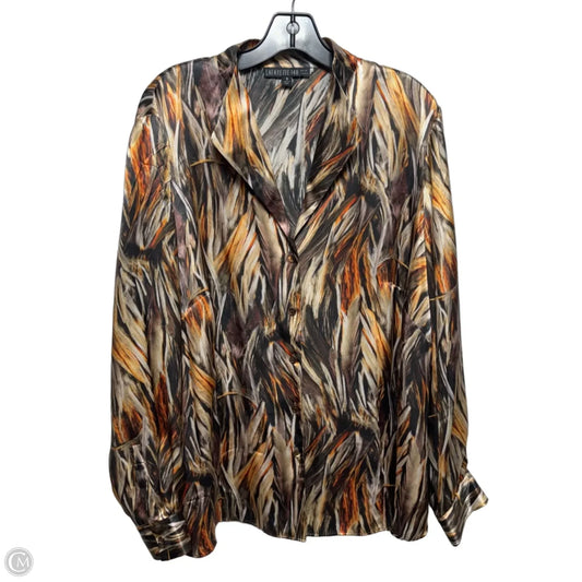 Silk Blouse Long Sleeve Designer By Lafayette 148 In Multi-colored, Size: 18