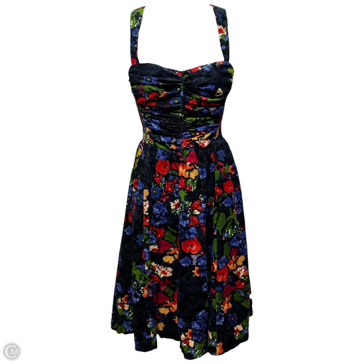 Paca Corduroy Dress By HD In Paris X Anthropologie In Blue Motif Floral Print, Size: 2