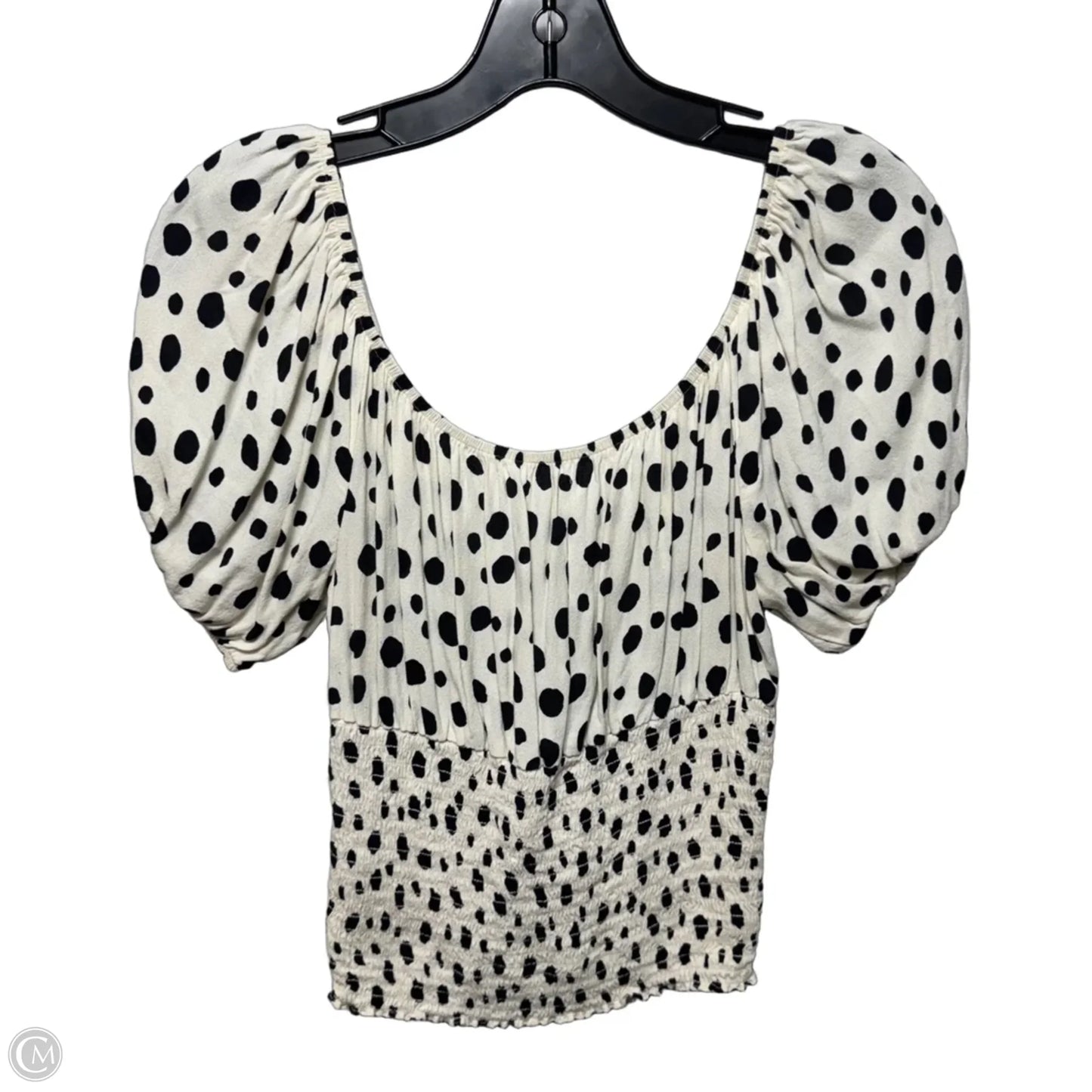 Smocked Waist Top Short Sleeve By Reformation In Polkadot Pattern, Size: M