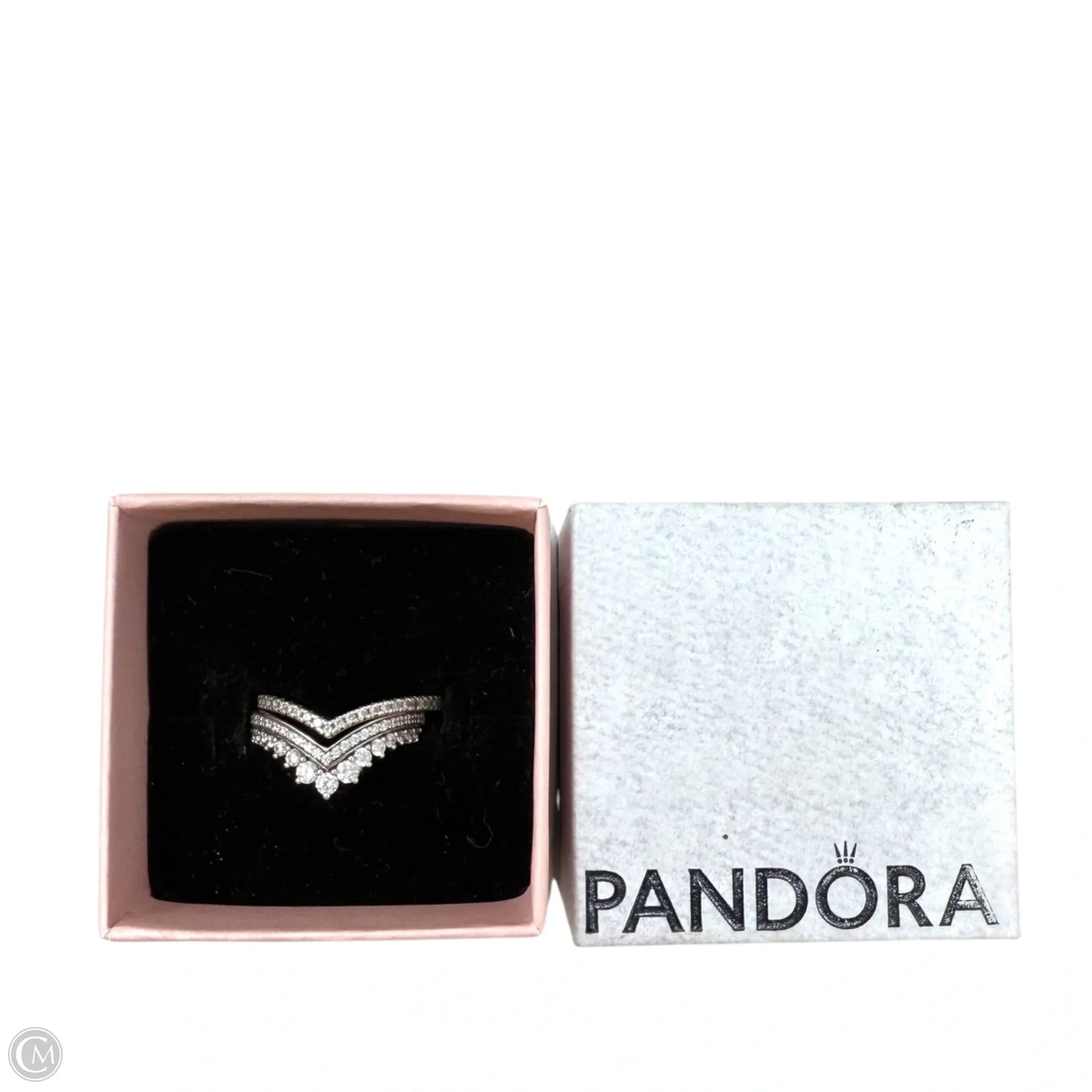 Sterling Silver Princess & Sparkling Wishbone Rings Set By Pandora, Size: 02 Piece Set