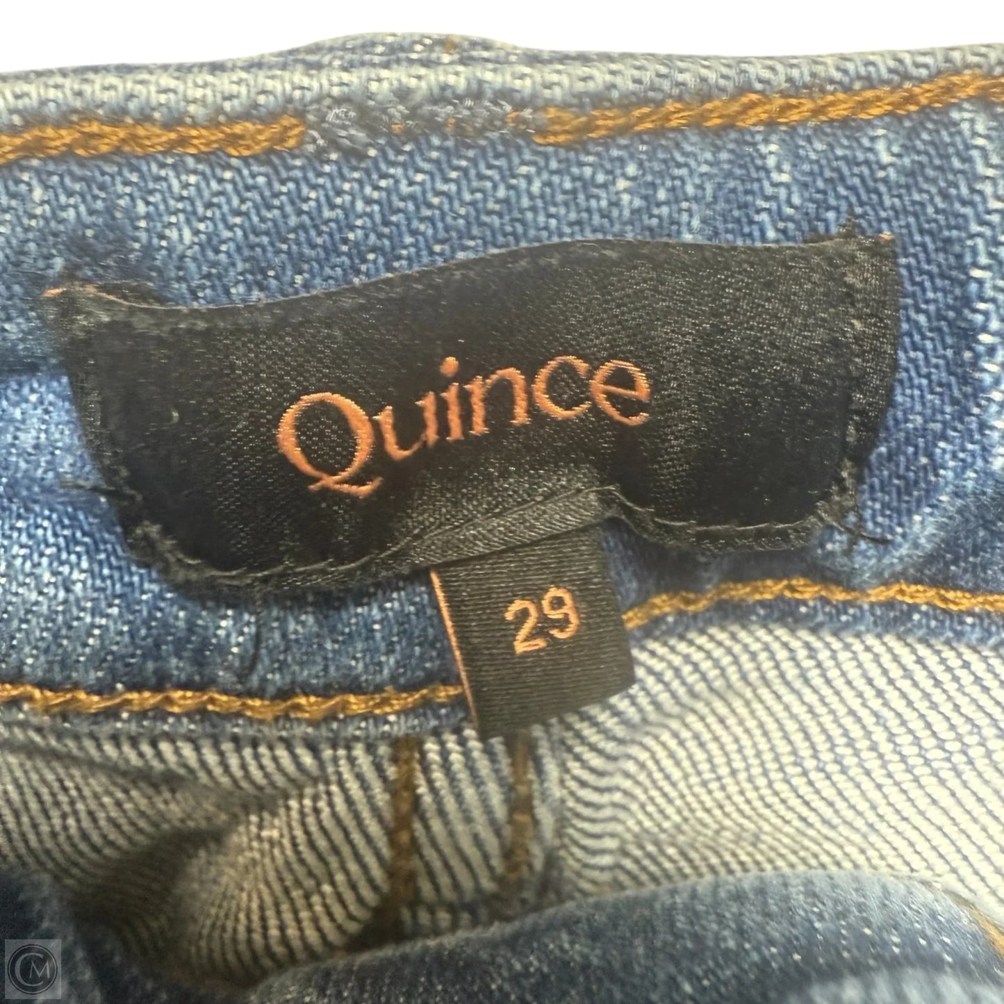 Bella Stretch Barrel Leg Jeans 28” By Quince In Atlantic Blue Denim, Size: 8