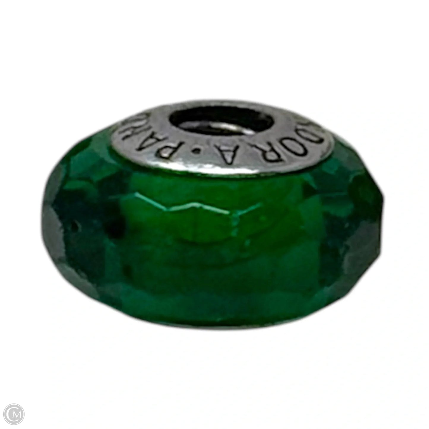Green Faceted Murano Glass & Sterling Bracelet Charm By Pandora